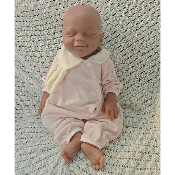45cm Brown Skin 6.82lbs Full Body Silicone Newborn Baby Reborn Baby Dolls Girl - Picture 4 of 10